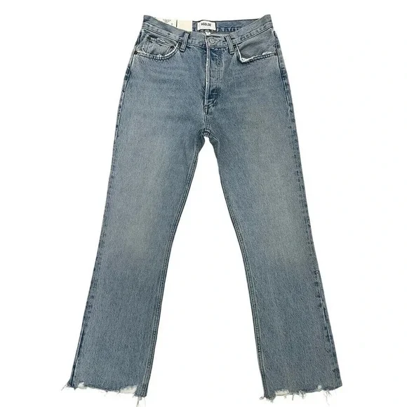 AGOLDE Mid Rise Relaxed Boot Cut Jeans in Curio Light Denim Organic Cotton 26 - Picture 4 of 14